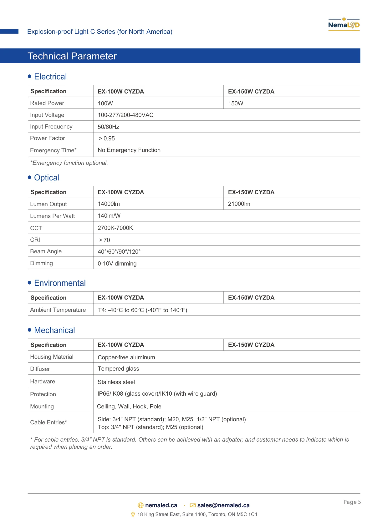EX-C High Bay spec sheet, page 5 of 11