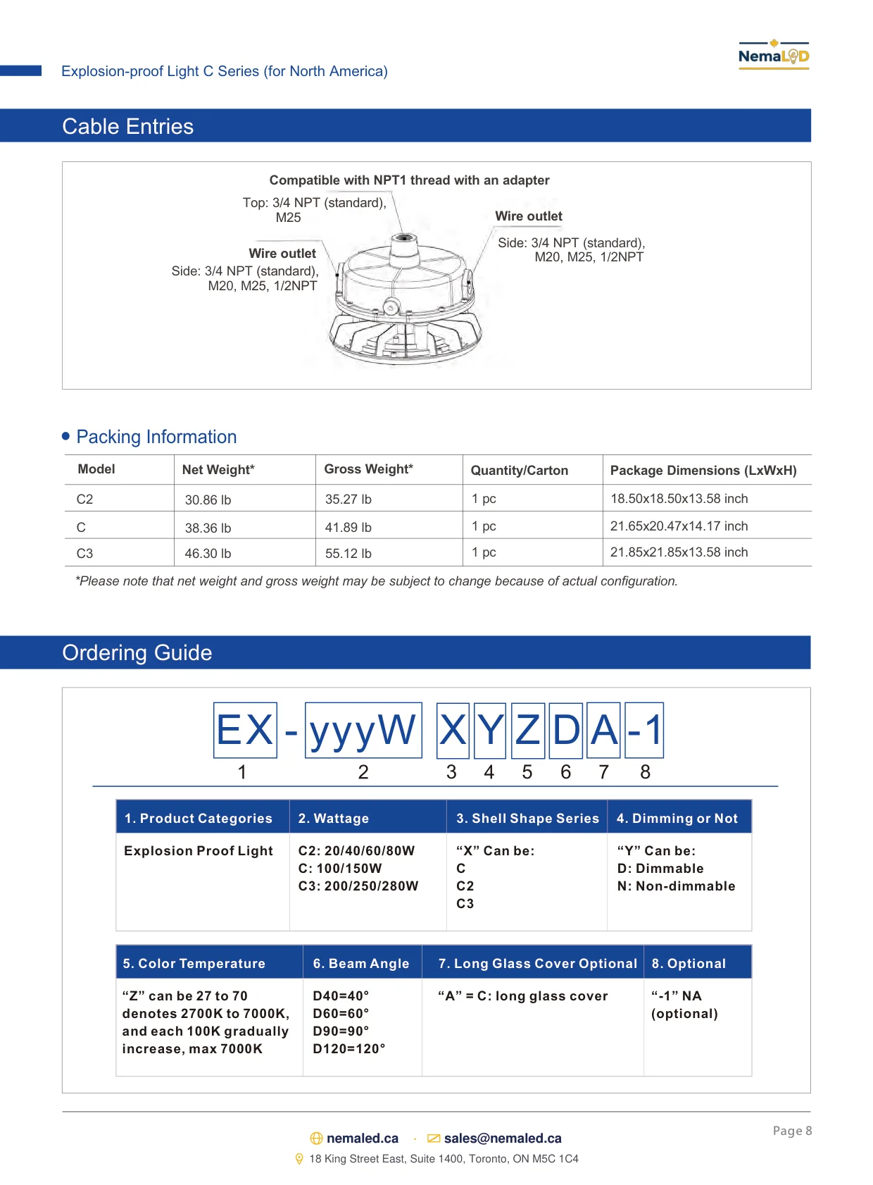 EX-C High Bay spec sheet, page 8 of 11