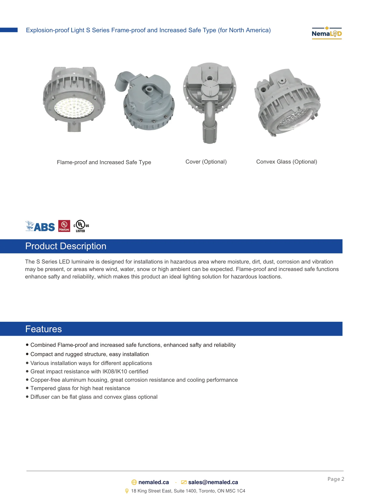 EX-S High Bay spec sheet, page 2 of 8
