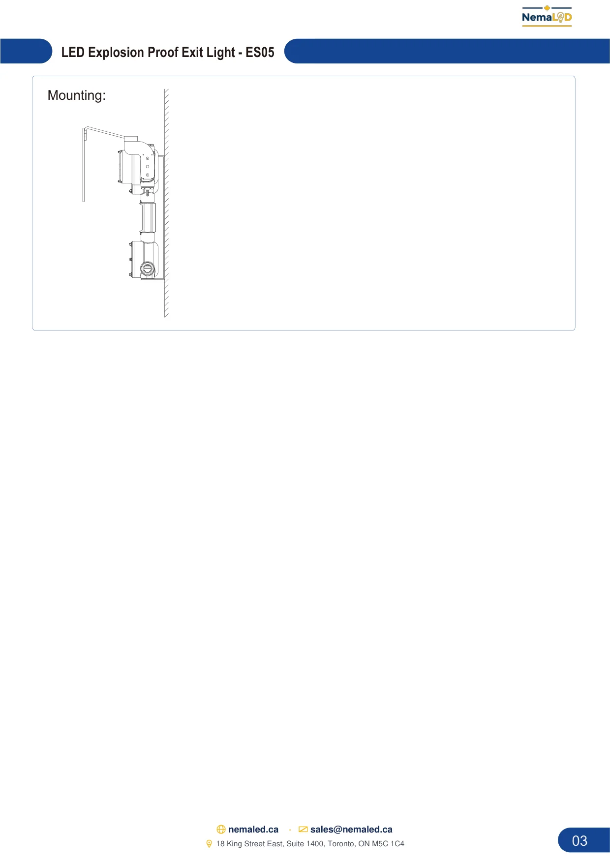 ES05 Exit Sign spec sheet, page 4 of 4