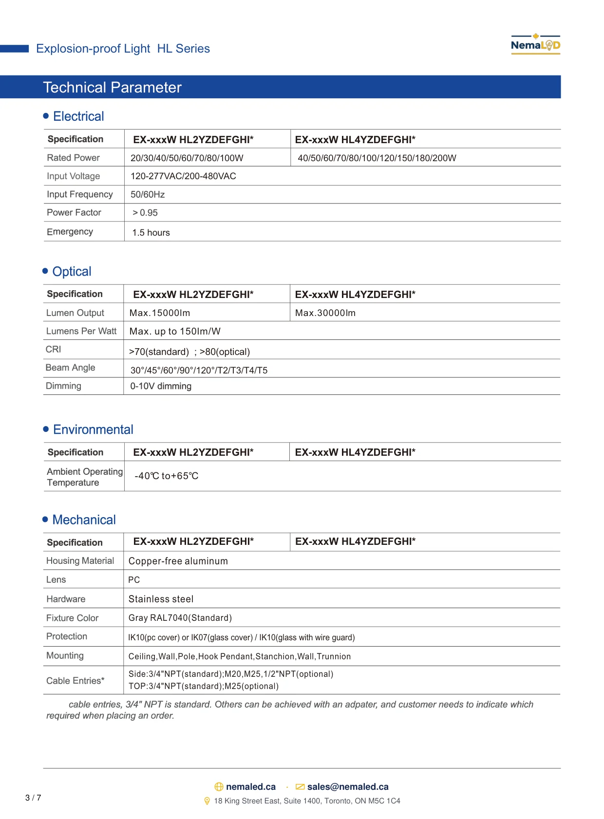 EX-HL Linear spec sheet, page 4 of 8