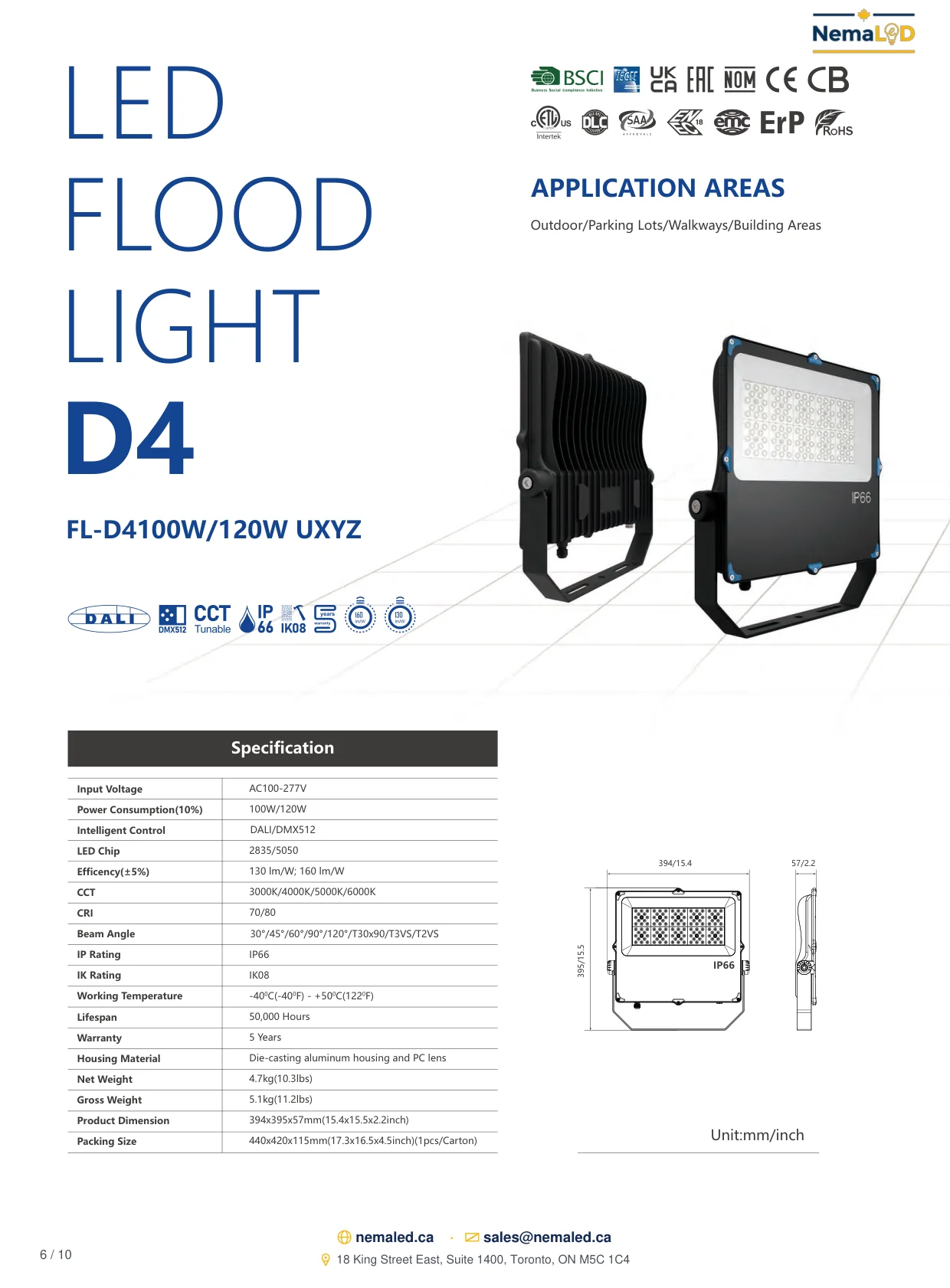FL-D Industrial Flood Light spec sheet, page 6 of 10