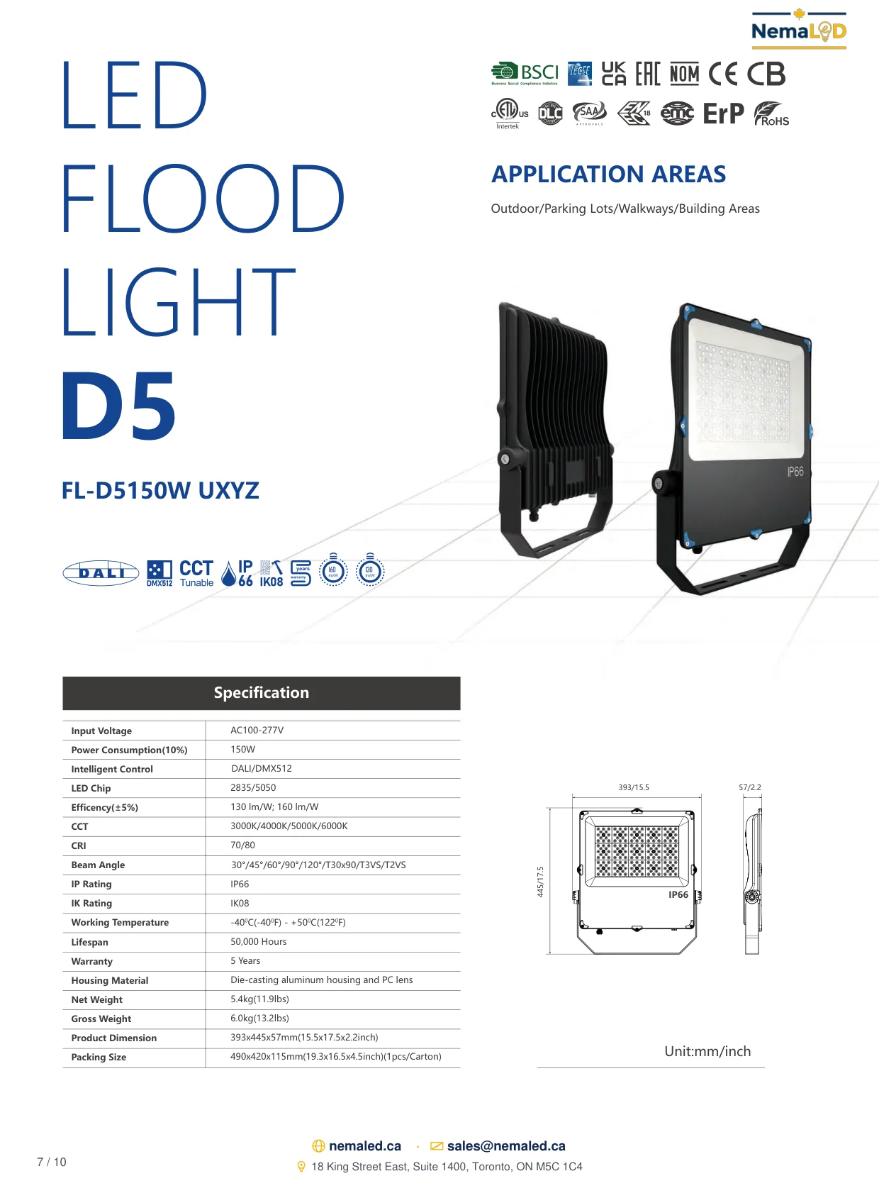FL-D Industrial Flood Light spec sheet, page 7 of 10