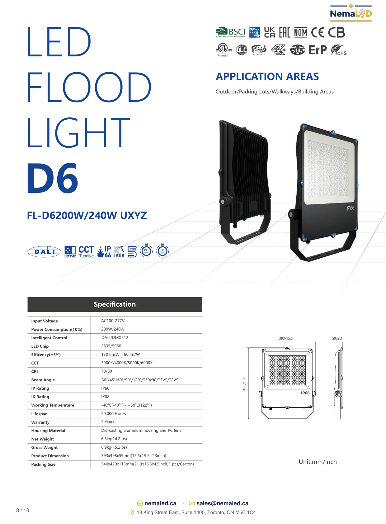 FL-D Industrial Flood Light spec sheet, page 8 of 10