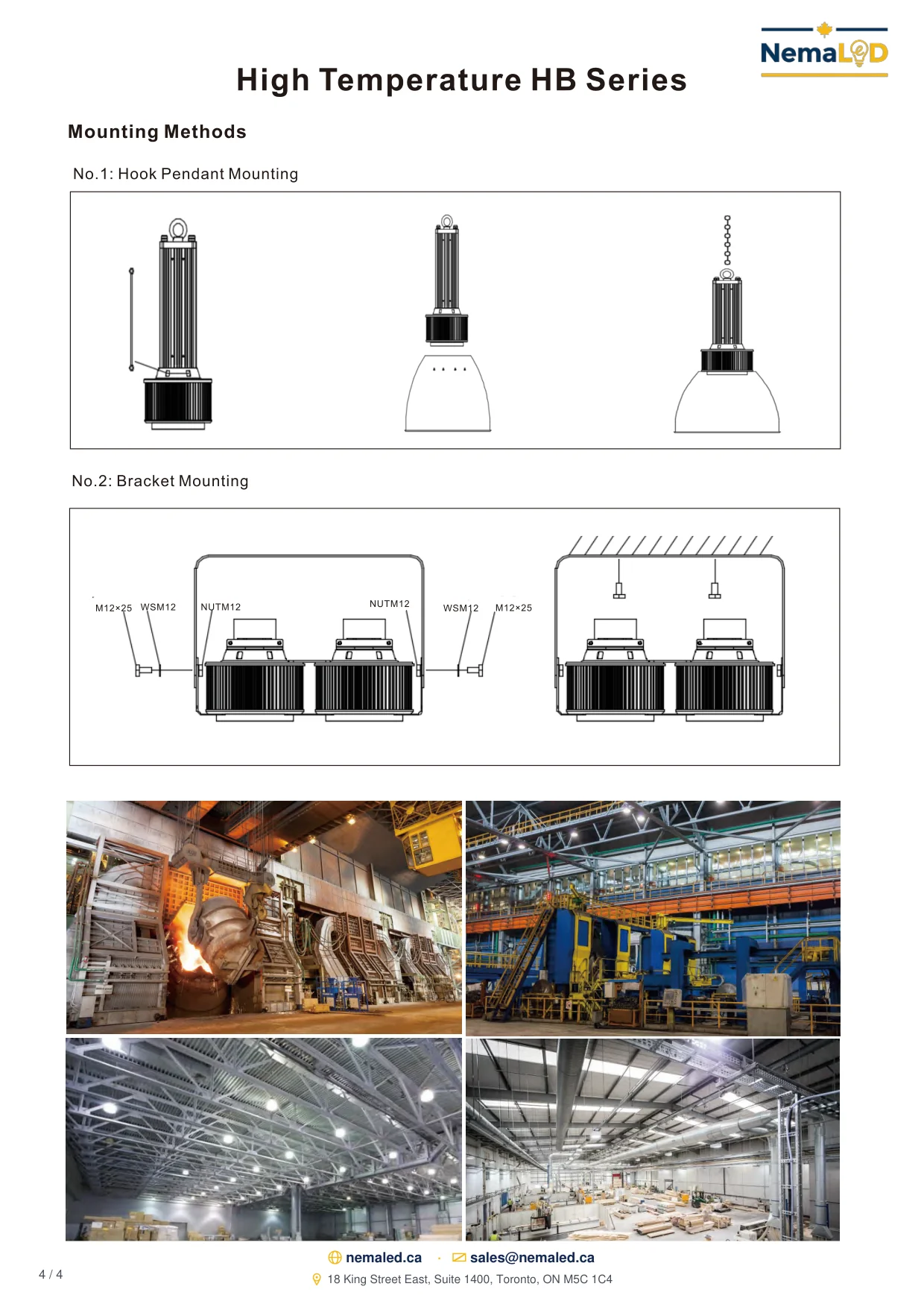 HB-A High-Temperature High Bay spec sheet, page 4 of 4