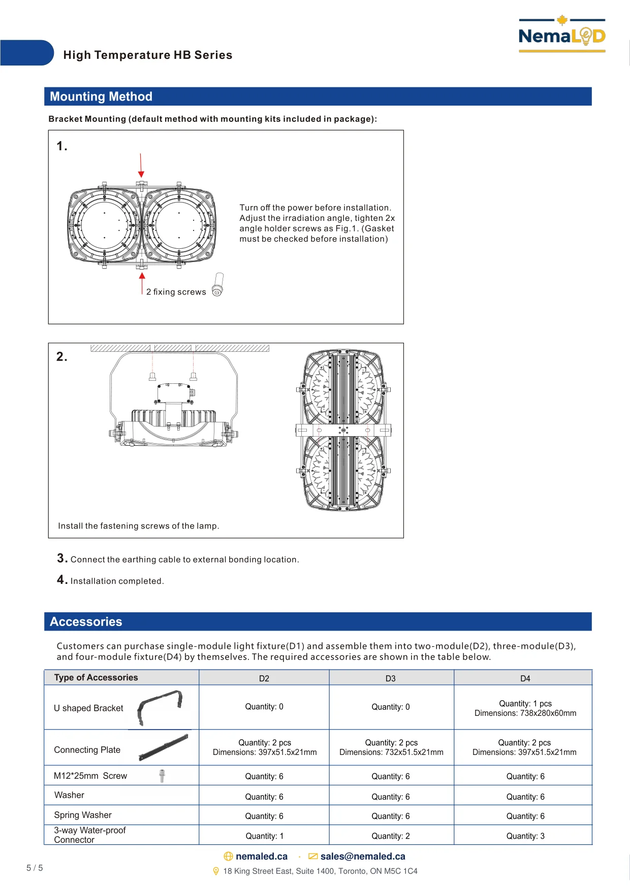 HB-D High-Temperature High Bay spec sheet, page 5 of 5
