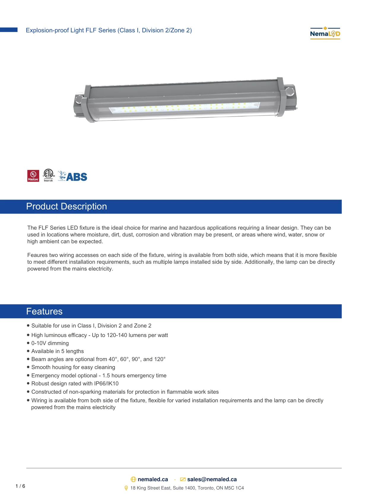 FLF Linear spec sheet, page 2 of 7