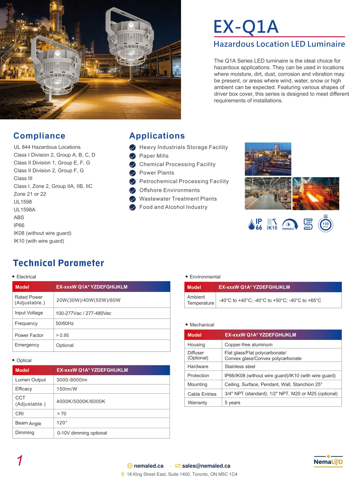 EX-Q1A Low Bay spec sheet, page 2 of 7