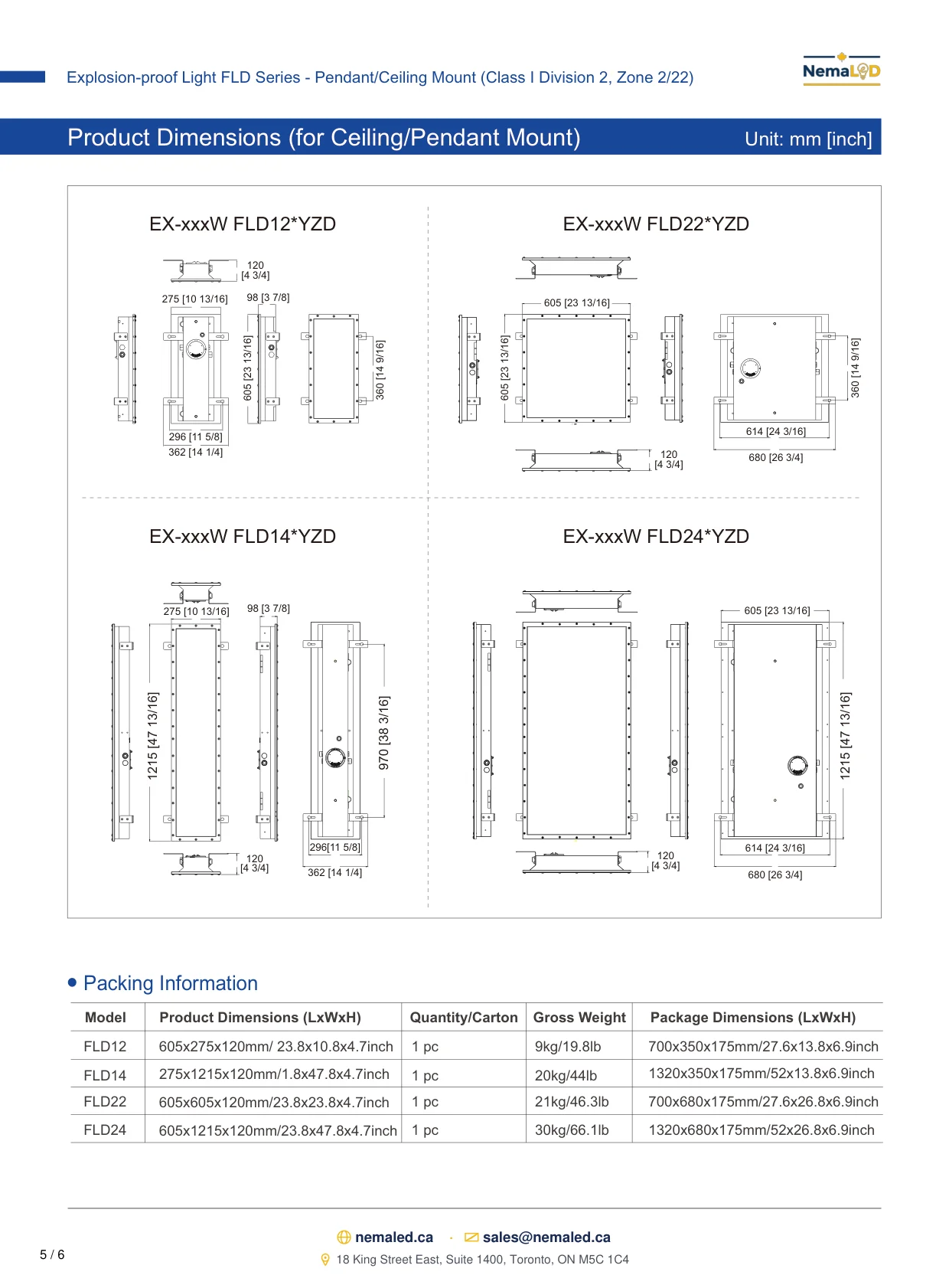 FLD Ceiling Pendant Paint Booth spec sheet, page 6 of 7