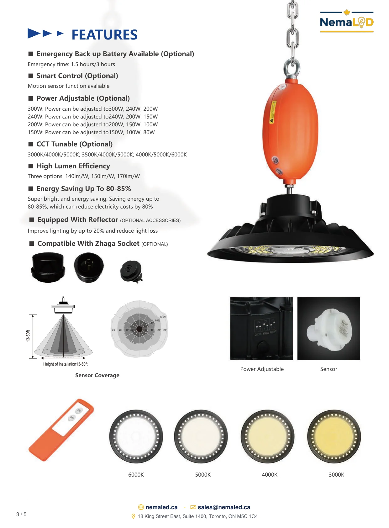 Industrial Heavy Duty UFO spec sheet, page 3 of 5